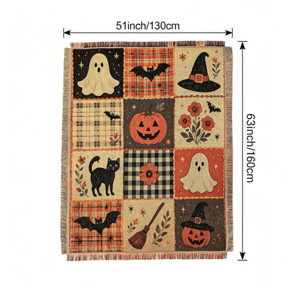 Halloween Patchwork Woven Throw Blanket